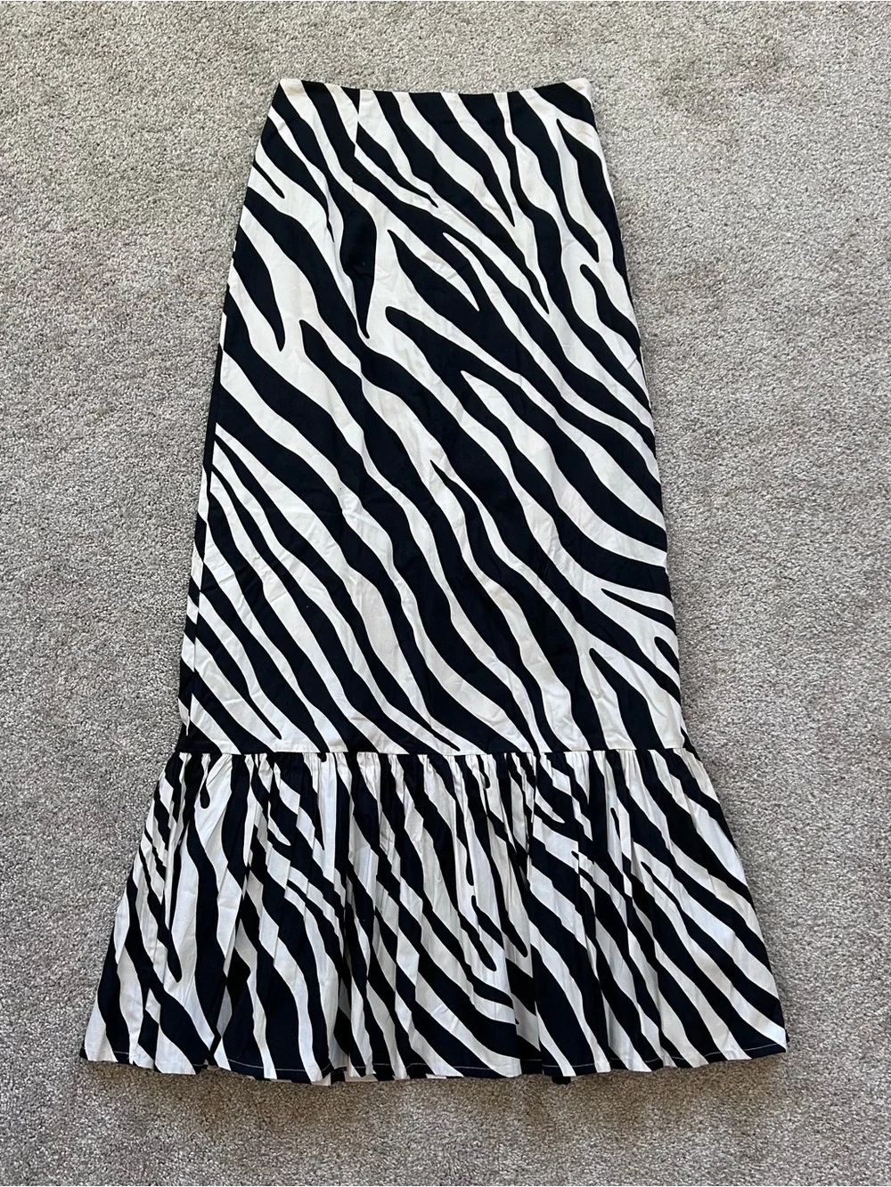 Anthropologie Forever That Girl Zebra Print Ruffle Hem Maxi Skirt NWT Size Small - Picture 5 of 13